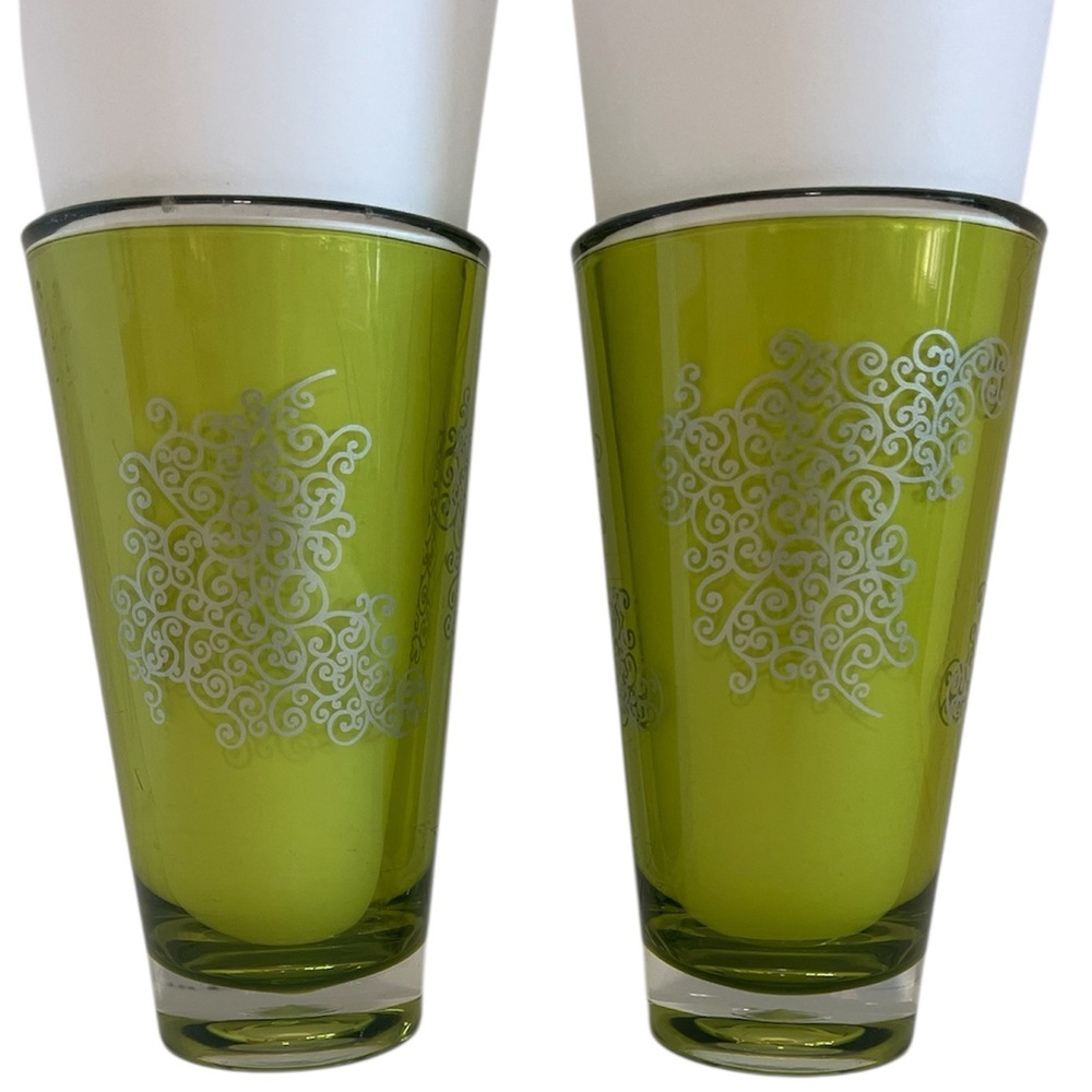 Starbucks Green Highball Tumbler Filigree Baroque Rococo 2003 Collectible 20oz